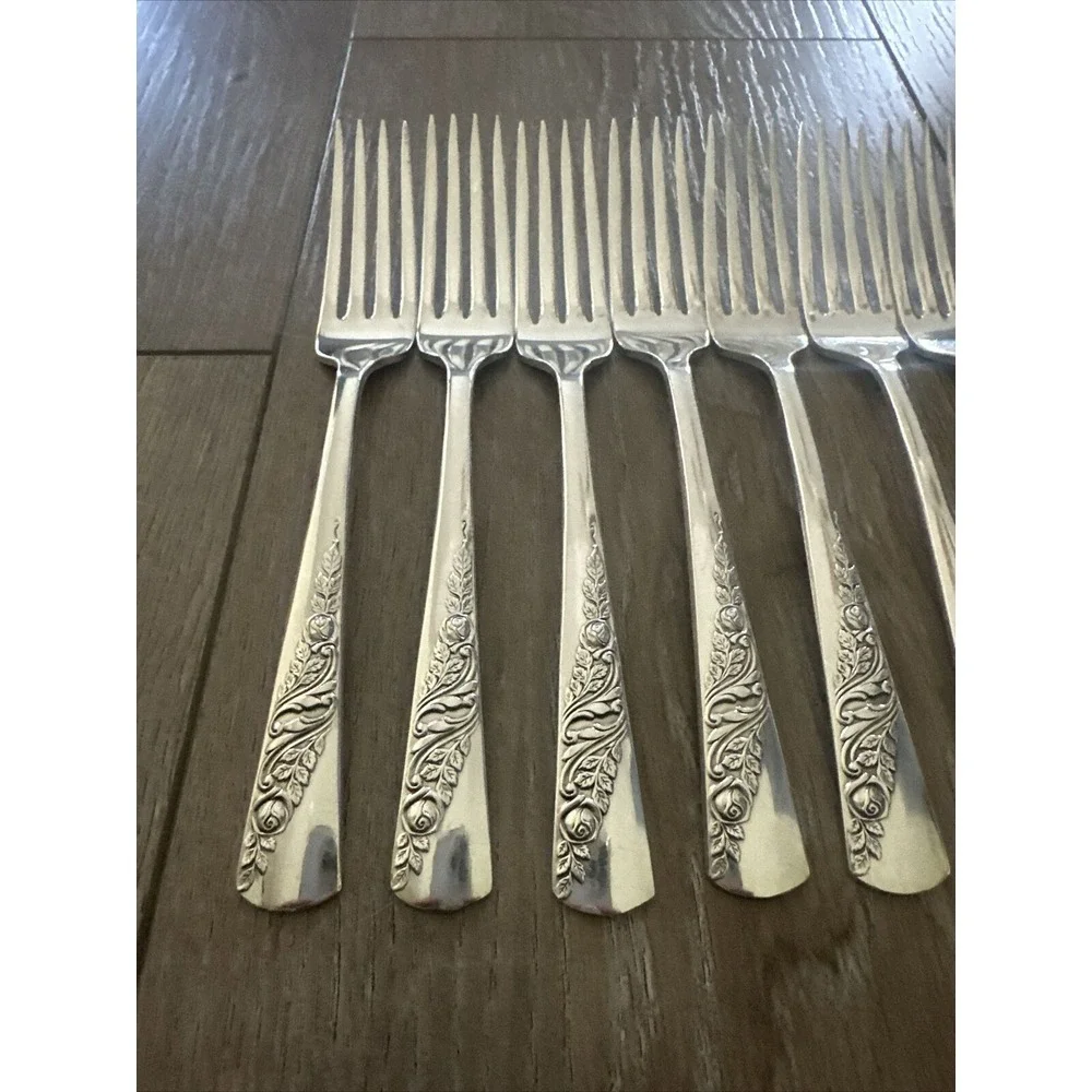 Vtg 1953 Bridal Corsage Lot 7 Dinner‎ Forks Wallace Silver Plate Tradition AA+